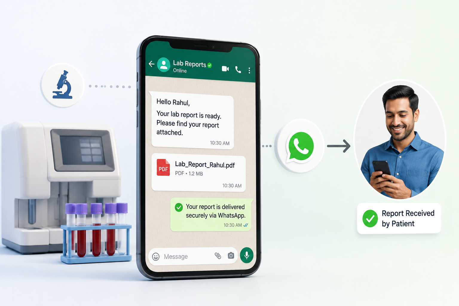 WhatsApp Lab Report Dispatch